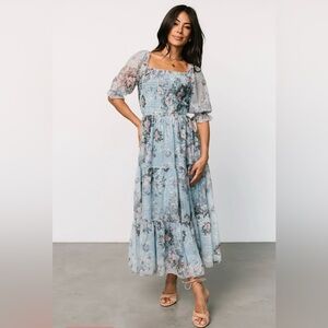 Baltic Born Fabian Jacquard Midi Dress - Light Blue Multi